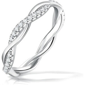 Moissanite Twisted Rope Wedding Band, D Color VVS1  18K White Gold Plated 925